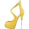imageFSJ Women Gorgeous Peep Toe Platform Pumps Cross Strap High Heels Sandals Party Shoes Size 415 USYellow