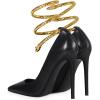imageFSJ Womens Sexy High Heels Pointed Toe Stilletos Pumps with Gold Metal Snake Spiral Around The Ankle Heeled Dress Party Pumps Shoes Size 415 USBlack