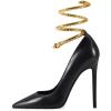 imageFSJ Womens Sexy High Heels Pointed Toe Stilletos Pumps with Gold Metal Snake Spiral Around The Ankle Heeled Dress Party Pumps Shoes Size 415 USBlack