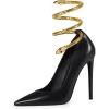 imageFSJ Womens Sexy High Heels Pointed Toe Stilletos Pumps with Gold Metal Snake Spiral Around The Ankle Heeled Dress Party Pumps Shoes Size 415 USBlack