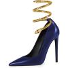 imageFSJ Womens Sexy High Heels Pointed Toe Stilletos Pumps with Gold Metal Snake Spiral Around The Ankle Heeled Dress Party Pumps Shoes Size 415 USBlue