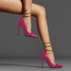 imageFSJ Womens Sexy High Heels Pointed Toe Stilletos Pumps with Gold Metal Snake Spiral Around The Ankle Heeled Dress Party Pumps Shoes Size 415 USDeep Pink