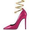 imageFSJ Womens Sexy High Heels Pointed Toe Stilletos Pumps with Gold Metal Snake Spiral Around The Ankle Heeled Dress Party Pumps Shoes Size 415 USDeep Pink