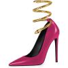 imageFSJ Womens Sexy High Heels Pointed Toe Stilletos Pumps with Gold Metal Snake Spiral Around The Ankle Heeled Dress Party Pumps Shoes Size 415 USDeep Pink
