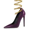 imageFSJ Womens Sexy High Heels Pointed Toe Stilletos Pumps with Gold Metal Snake Spiral Around The Ankle Heeled Dress Party Pumps Shoes Size 415 USPurple