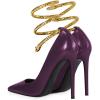 imageFSJ Womens Sexy High Heels Pointed Toe Stilletos Pumps with Gold Metal Snake Spiral Around The Ankle Heeled Dress Party Pumps Shoes Size 415 USPurple