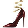 imageFSJ Womens Sexy High Heels Pointed Toe Stilletos Pumps with Gold Metal Snake Spiral Around The Ankle Heeled Dress Party Pumps Shoes Size 415 USRed