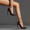 imageFSJ Womens Sexy High Heels Pointed Toe Stilletos Pumps with Gold Metal Snake Spiral Around The Ankle Heeled Dress Party Pumps Shoes Size 415 USRed
