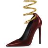 imageFSJ Womens Sexy High Heels Pointed Toe Stilletos Pumps with Gold Metal Snake Spiral Around The Ankle Heeled Dress Party Pumps Shoes Size 415 USRed