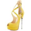 imageFSJ Women Gorgeous Peep Toe Platform Pumps Cross Strap High Heels Sandals Party Shoes Size 415 USYellow