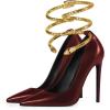 imageFSJ Womens Sexy High Heels Pointed Toe Stilletos Pumps with Gold Metal Snake Spiral Around The Ankle Heeled Dress Party Pumps Shoes Size 415 USRed