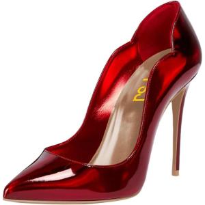 imageFSJ Women Classic Pointed Toe High Heels Sexy Stiletto Pumps Office Lady Casual Dress Party Prom Shoes Size 415 USBurgundymirror