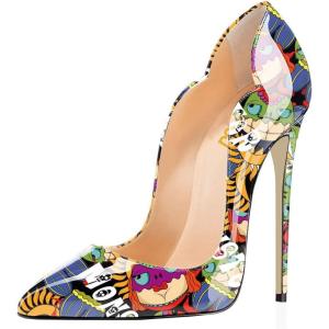 imageFSJ Women Classic Pointed Toe High Heels Sexy Stiletto Pumps Office Lady Casual Dress Party Prom Shoes Size 415 USCartoon