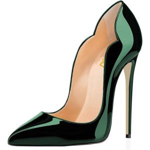 imageFSJ Women Classic Pointed Toe High Heels Sexy Stiletto Pumps Office Lady Casual Dress Party Prom Shoes Size 415 USDark Green