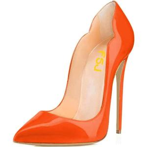 imageFSJ Women Classic Pointed Toe High Heels Sexy Stiletto Pumps Office Lady Casual Dress Party Prom Shoes Size 415 USOrange