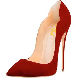 imageFSJ Women Classic Pointed Toe High Heels Sexy Stiletto Pumps Office Lady Casual Dress Party Prom Shoes Size 415 USRedsuede