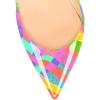 imageFSJ Women Bridal Pointed Toe Chunky High Heel Printed Multicolor Pumps Slip on Wedding Thick Comfy Shoes US Size 415 M USColor Block