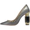 imageFSJ Women Bridal Pointed Toe Chunky High Heel Printed Multicolor Pumps Slip on Wedding Thick Comfy Shoes US Size 415 M USGrey