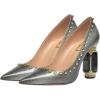 imageFSJ Women Bridal Pointed Toe Chunky High Heel Printed Multicolor Pumps Slip on Wedding Thick Comfy Shoes US Size 415 M USGrey