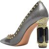 imageFSJ Women Bridal Pointed Toe Chunky High Heel Printed Multicolor Pumps Slip on Wedding Thick Comfy Shoes US Size 415 M USGrey