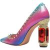 imageFSJ Women Bridal Pointed Toe Chunky High Heel Printed Multicolor Pumps Slip on Wedding Thick Comfy Shoes US Size 415 M USRainbow Rivets