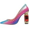 imageFSJ Women Bridal Pointed Toe Chunky High Heel Printed Multicolor Pumps Slip on Wedding Thick Comfy Shoes US Size 415 M USRainbow Rivets