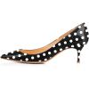 imageFSJ Women Classic Kitten Heels Pointy Closed Toe Pumps Slip On Office Ladies Party Date Business Dress Shoe Size 415 USBlack Dots