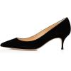 imageFSJ Women Classic Kitten Heels Pointy Closed Toe Pumps Slip On Office Ladies Party Date Business Dress Shoe Size 415 USBlack Suede