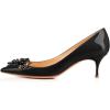 imageFSJ Women Classic Kitten Heels Pointy Closed Toe Pumps Slip On Office Ladies Party Date Business Dress Shoe Size 415 USBlackflower