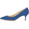 imageFSJ Women Classic Kitten Heels Pointy Closed Toe Pumps Slip On Office Ladies Party Date Business Dress Shoe Size 415 USBlue Suede