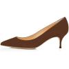 imageFSJ Women Classic Kitten Heels Pointy Closed Toe Pumps Slip On Office Ladies Party Date Business Dress Shoe Size 415 USBrown Suede