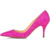 imageFSJ Women Classic Kitten Heels Pointy Closed Toe Pumps Slip On Office Ladies Party Date Business Dress Shoe Size 415 USClaret Strass