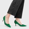 imageFSJ Women Classic Kitten Heels Pointy Closed Toe Pumps Slip On Office Ladies Party Date Business Dress Shoe Size 415 USEmerald Suede