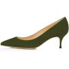 imageFSJ Women Classic Kitten Heels Pointy Closed Toe Pumps Slip On Office Ladies Party Date Business Dress Shoe Size 415 USGreen Suede