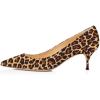 imageFSJ Women Classic Kitten Heels Pointy Closed Toe Pumps Slip On Office Ladies Party Date Business Dress Shoe Size 415 USLeopard Suede