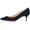 imageFSJ Women Classic Kitten Heels Pointy Closed Toe Pumps Slip On Office Ladies Party Date Business Dress Shoe Size 415 USNavy Suede