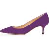 imageFSJ Women Classic Kitten Heels Pointy Closed Toe Pumps Slip On Office Ladies Party Date Business Dress Shoe Size 415 USPurple Suede
