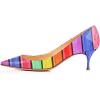 imageFSJ Women Classic Kitten Heels Pointy Closed Toe Pumps Slip On Office Ladies Party Date Business Dress Shoe Size 415 USRainbow