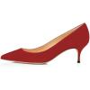 imageFSJ Women Classic Kitten Heels Pointy Closed Toe Pumps Slip On Office Ladies Party Date Business Dress Shoe Size 415 USRed Suede