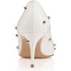 imageFSJ Women Classic Kitten Heels Pointy Closed Toe Pumps Slip On Office Ladies Party Date Business Dress Shoe Size 415 USWhite Rivets