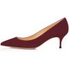 imageFSJ Women Classic Kitten Heels Pointy Closed Toe Pumps Slip On Office Ladies Party Date Business Dress Shoe Size 415 USWine Suede