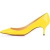 imageFSJ Women Classic Kitten Heels Pointy Closed Toe Pumps Slip On Office Ladies Party Date Business Dress Shoe Size 415 USYellow