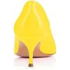 imageFSJ Women Classic Kitten Heels Pointy Closed Toe Pumps Slip On Office Ladies Party Date Business Dress Shoe Size 415 USYellow