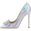 imageFSJ Women Fashion Pointed Toe Glitter Rhinestone High Heel Wedding Pump Sexy Slip On Stiletto Party Sparkly Prom Dress Shoe with Cute Bowknot Size 415 USMulticolor