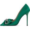 imageFSJ Women Fashion Pointed Toe Glitter Rhinestone High Heel Wedding Pump Sexy Slip On Stiletto Party Sparkly Prom Dress Shoe with Cute Bowknot Size 415 USGreen2