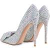 imageFSJ Women Fashion Pointed Toe Glitter Rhinestone High Heel Wedding Pump Sexy Slip On Stiletto Party Sparkly Prom Dress Shoe with Cute Bowknot Size 415 USSilver
