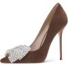 imageFSJ Women Fashion Pointed Toe Glitter Rhinestone High Heel Wedding Pump Sexy Slip On Stiletto Party Sparkly Prom Dress Shoe with Cute Bowknot Size 415 USSienna