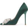 imageFSJ Women Fashion Pointed Toe Glitter Rhinestone High Heel Wedding Pump Sexy Slip On Stiletto Party Sparkly Prom Dress Shoe with Cute Bowknot Size 415 USSeagreen
