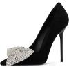 imageFSJ Women Fashion Pointed Toe Glitter Rhinestone High Heel Wedding Pump Sexy Slip On Stiletto Party Sparkly Prom Dress Shoe with Cute Bowknot Size 415 USBlack3