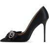 imageFSJ Women Fashion Pointed Toe Glitter Rhinestone High Heel Wedding Pump Sexy Slip On Stiletto Party Sparkly Prom Dress Shoe with Cute Bowknot Size 415 USBlack2